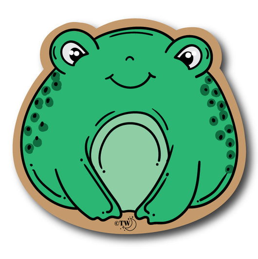 Based in Chicago by queer artist & designer Kayla Pekkala - Tiny Werewolves | Frog Sticker in 5" Sticker | Shop to get your Sticker with collections featuring retro-inspired designs infused with social commentary art, highlighting modern social & current events.