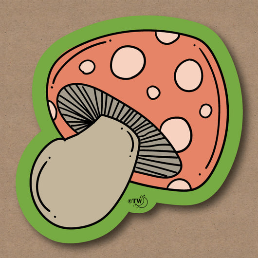 Based in Chicago by queer artist & designer Kayla Pekkala - Tiny Werewolves | Mushroom Sticker in | Shop to get your Sticker with collections featuring retro-inspired designs infused with social commentary art, highlighting modern social & current events.