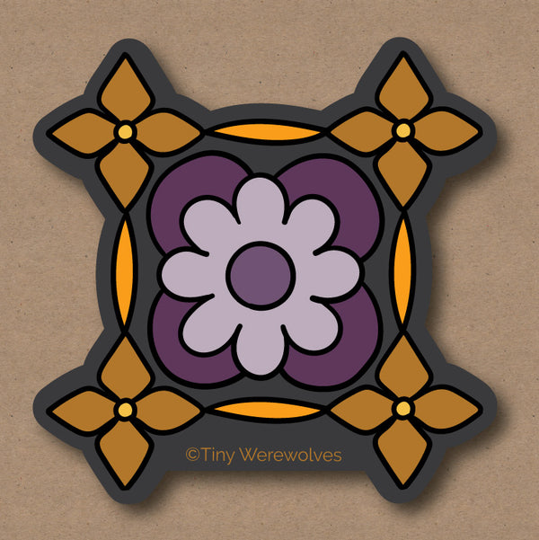 Based in Chicago by queer artist & designer Kayla Pekkala - Tiny Werewolves | Granny Square Vibey Pack in Mini Sticker Pack Violet | Shop to get your Sticker with collections featuring retro-inspired designs infused with social commentary art, highlighting modern social & current events.