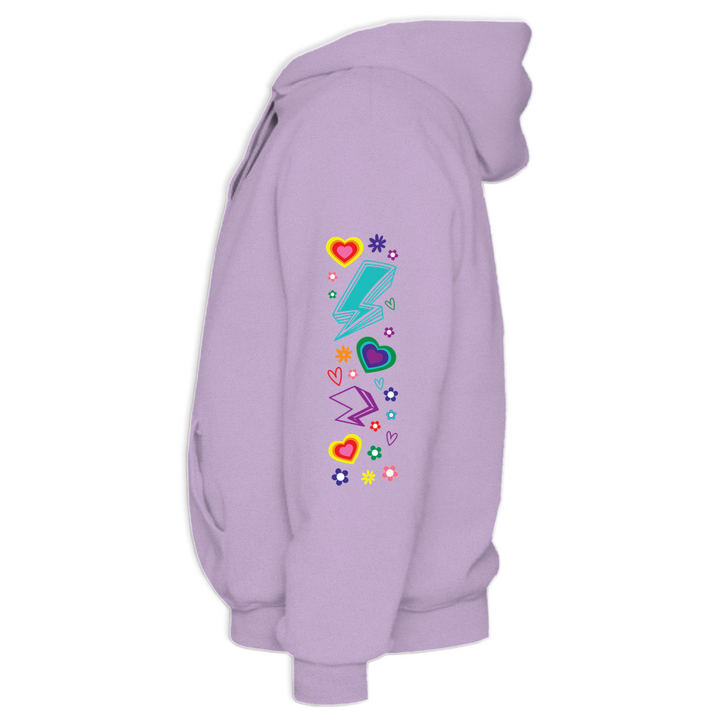 Based in Chicago by queer artist & designer Kayla Pekkala - Tiny Werewolves | Protect Queer Kids Midweight Printed Sleeve Pullover Hoodie in | Shop to get your Pullover Hoodie with collections featuring retro-inspired designs infused with social commentary art, highlighting modern social & current events.