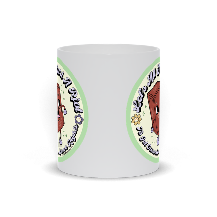 Based in Chicago by queer artist & designer Kayla Pekkala - Tiny Werewolves | Let's All Start A Riot Mug in | Shop to get your Mug with collections featuring retro-inspired designs infused with social commentary art, highlighting modern social & current events.