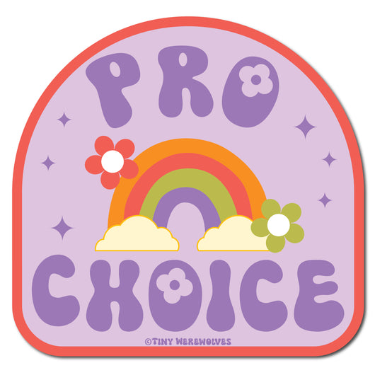 Based in Chicago by queer artist & designer Kayla Pekkala - Tiny Werewolves | Pro Choice Sticker 3-Pack in | Shop to get your Sticker with collections featuring retro-inspired designs infused with social commentary art, highlighting modern social & current events.