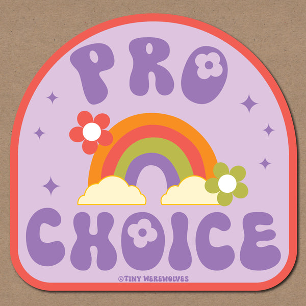 Based in Chicago by queer artist & designer Kayla Pekkala - Tiny Werewolves | Pro Choice Sticker in | Shop to get your Sticker with collections featuring retro-inspired designs infused with social commentary art, highlighting modern social & current events.