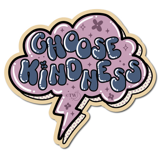 Based in Chicago by queer artist & designer Kayla Pekkala - Tiny Werewolves | Choose Kindness Sticker in 5" Sticker | Shop to get your Sticker with collections featuring retro-inspired designs infused with social commentary art, highlighting modern social & current events.