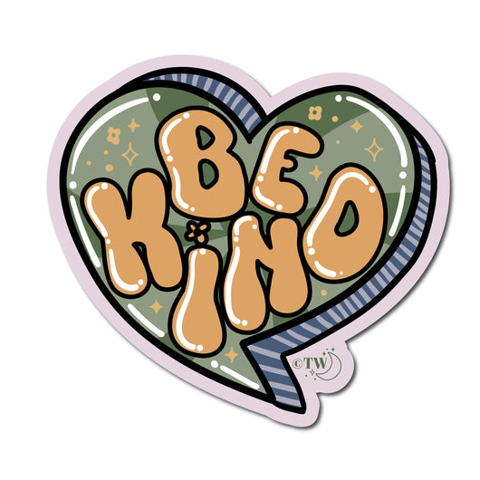 Based in Chicago by queer artist & designer Kayla Pekkala - Tiny Werewolves | Be Kind Sticker in 5" Sticker | Shop to get your Sticker with collections featuring retro-inspired designs infused with social commentary art, highlighting modern social & current events.