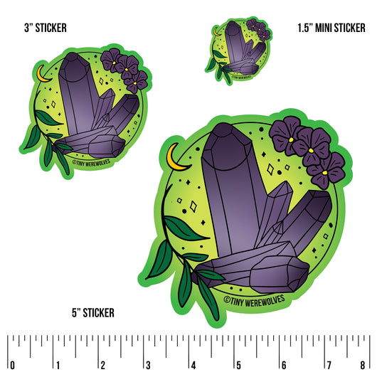 Based in Chicago by queer artist & designer Kayla Pekkala - Tiny Werewolves | February Crystal & Flower Birthstone Sticker in | Shop to get your Sticker with collections featuring retro-inspired designs infused with social commentary art, highlighting modern social & current events.