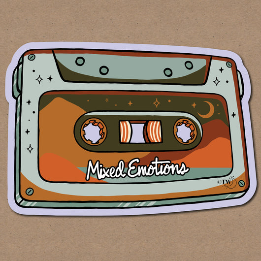 Based in Chicago by queer artist & designer Kayla Pekkala - Tiny Werewolves | 2-Pack Mixtape Stickers in | Shop to get your Sticker with collections featuring retro-inspired designs infused with social commentary art, highlighting modern social & current events.