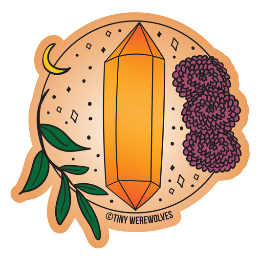 Based in Chicago by queer artist & designer Kayla Pekkala - Tiny Werewolves | November Crystal & Flower Birthstone Sticker in | Shop to get your Sticker with collections featuring retro-inspired designs infused with social commentary art, highlighting modern social & current events.