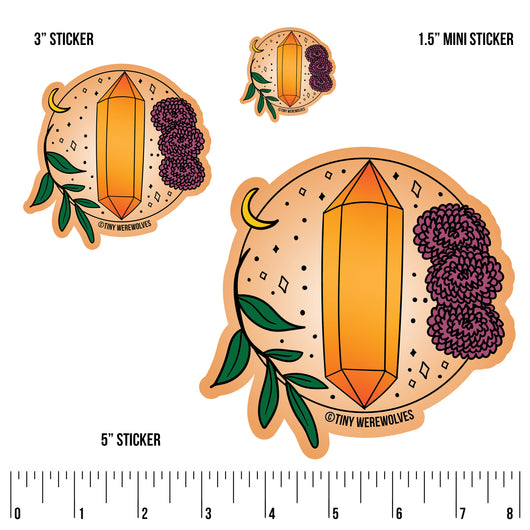 Based in Chicago by queer artist & designer Kayla Pekkala - Tiny Werewolves | November Crystal & Flower Birthstone Sticker in | Shop to get your Sticker with collections featuring retro-inspired designs infused with social commentary art, highlighting modern social & current events.