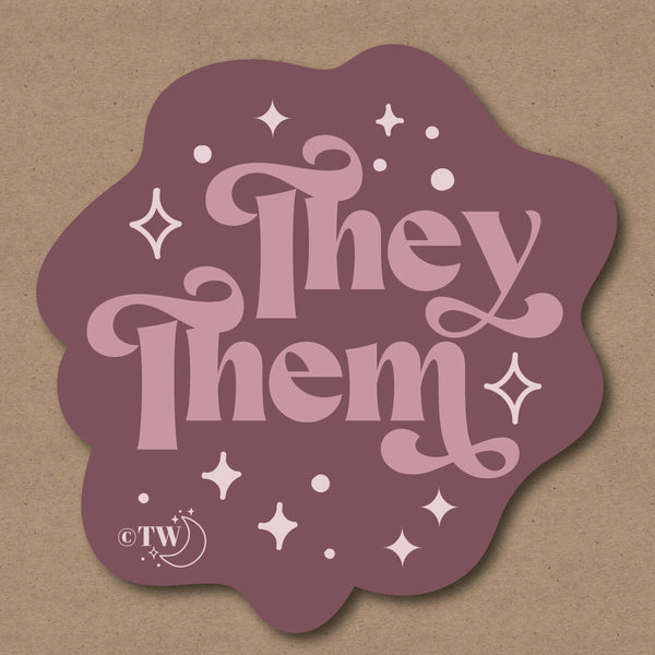 Based in Chicago by queer artist & designer Kayla Pekkala - Tiny Werewolves | They / Them Pronouns Retro Stars Sticker in | Shop to get your Sticker with collections featuring retro-inspired designs infused with social commentary art, highlighting modern social & current events.