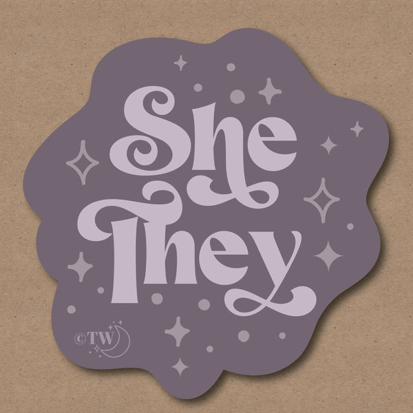 Based in Chicago by queer artist & designer Kayla Pekkala - Tiny Werewolves | She / They Pronouns Retro Stars Sticker in | Shop to get your Sticker with collections featuring retro-inspired designs infused with social commentary art, highlighting modern social & current events.
