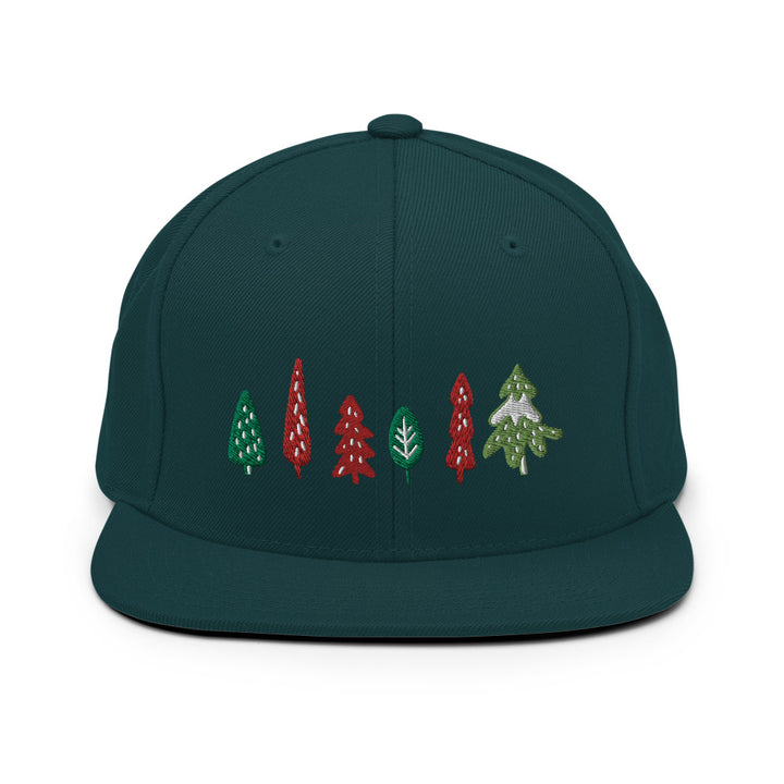 Based in Chicago by queer artist & designer Kayla Pekkala - Tiny Werewolves | Trees Embroidered Snapback in Spruce | Shop to get your Snapback with collections featuring retro-inspired designs infused with social commentary art, highlighting modern social & current events.