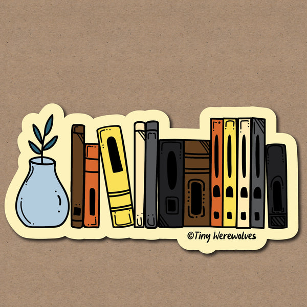 Based in Chicago by queer artist & designer Kayla Pekkala - Tiny Werewolves | Bear Bookshelf Pride Sticker in 5" Sticker | Shop to get your Sticker with collections featuring retro-inspired designs infused with social commentary art, highlighting modern social & current events.